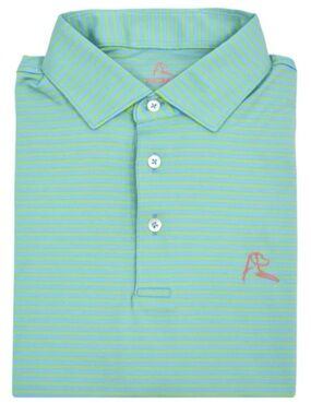 Rhoback Green and Light Blue Striped Polo